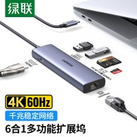 绿联 CM512 Type-C扩展坞 USB-C转千兆有线网卡口HDMI转换器3.0HUB