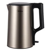 美的（Midea）电热水壶 家用1.7L烧水壶双钢防烫防干烧热水壶304不锈钢开水壶 PJ