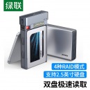绿联移动硬盘阵列盒2.5英寸硬盘柜 双盘位SSD固态硬盘raid磁盘阵列盒 sata串口type-c电脑外置盒子
