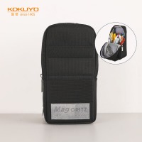国誉（KOKUYO）文具袋手机站立式涤纶笔袋 黑色 大号90*75(+20)*175mm 