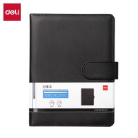 得力DP405办公活页皮面本-25k-210*145mm-100张(黑色)(本）