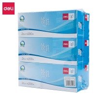 得力本木臻选MH2200-02盒抽2层200抽(白)(3盒/提)