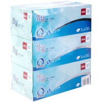 得力臻韧MH3130-01盒抽3层130抽(白)(3盒/提)