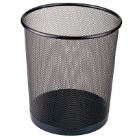 齐心 B2005 耐用铁网圆垃圾桶 中号 黑
