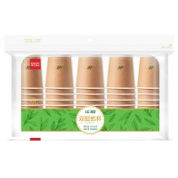齐心 LC-302 双层纸杯280ml 50个装 棕色 7包/箱